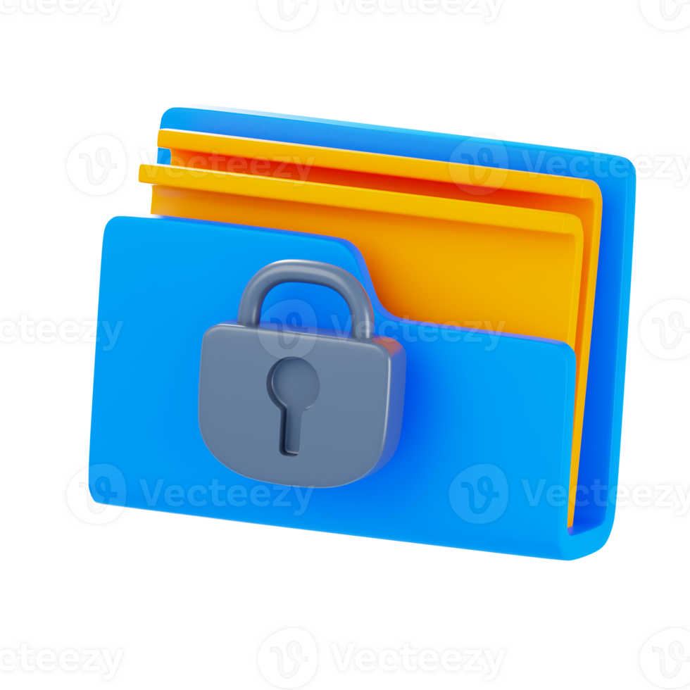 3D Locked Folder Isolated Icon Illustration png