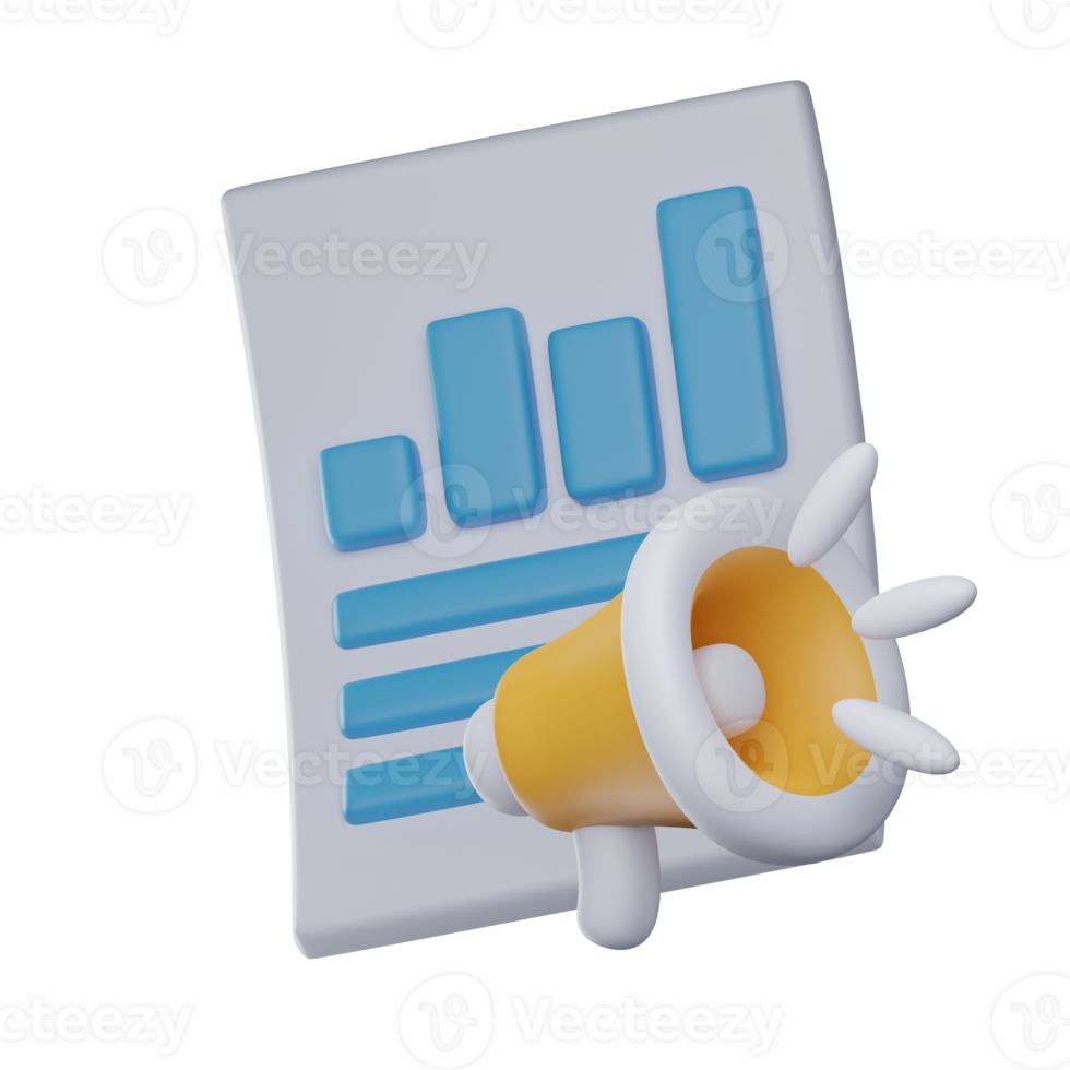 3D Marketing Report Isolated Icon Illustration png