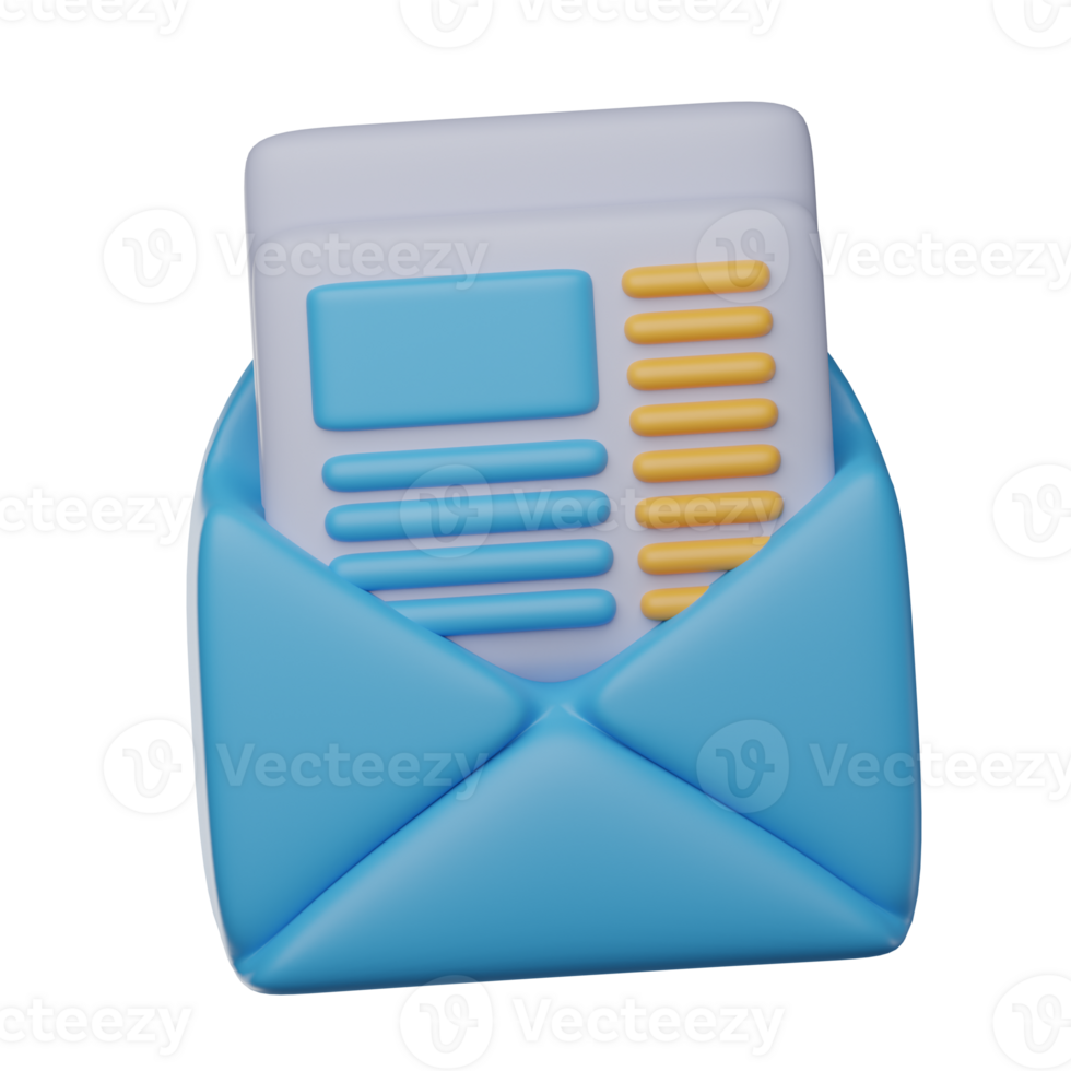 3D Newsletter Isolated Icon Illustration png