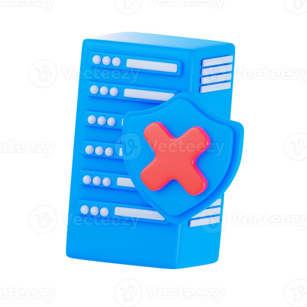 3D Not Secure Server Isolated Icon Illustration png