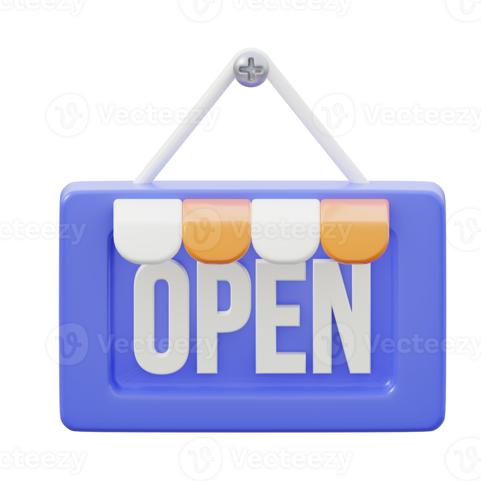 3D Open Sign Isolated Icon Illustration png