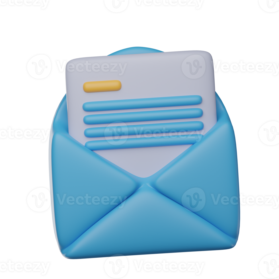 3D Opened Email Isolated Icon Illustration png
