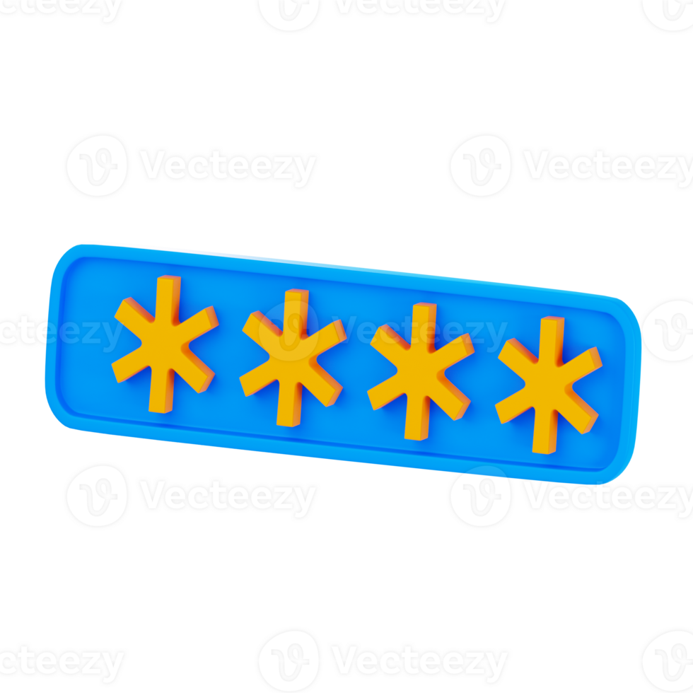 3D Password Isolated Icon Illustration png