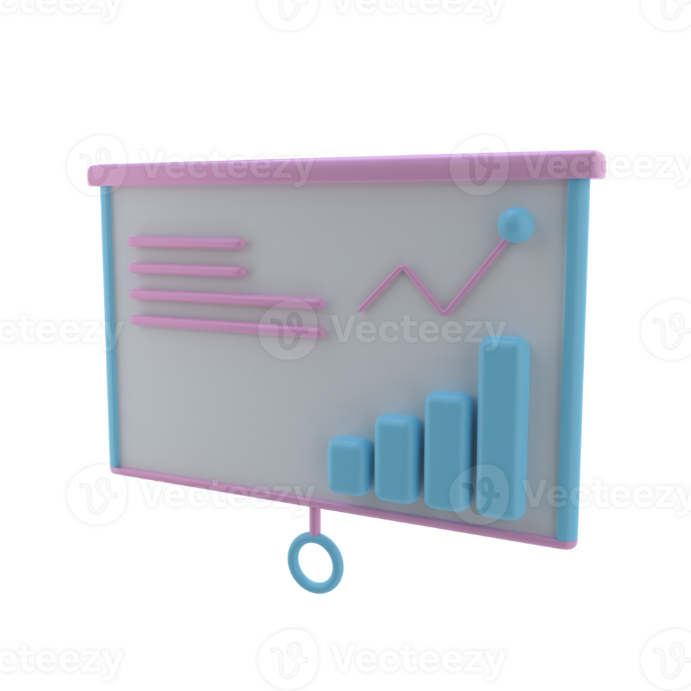 3D Presentation Screen Isolated Icon Illustration png