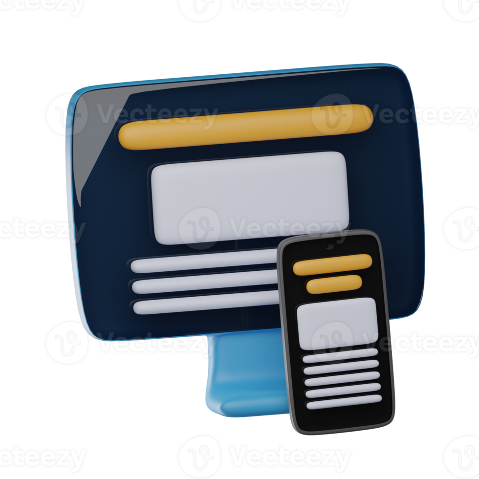 3D Responsive Isolated Icon Illustration png