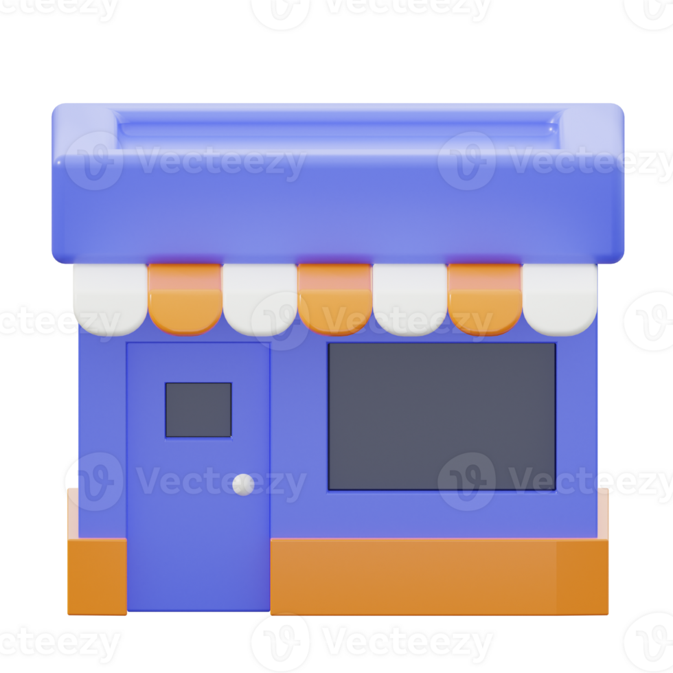3D Store Building Isolated Icon Illustration png
