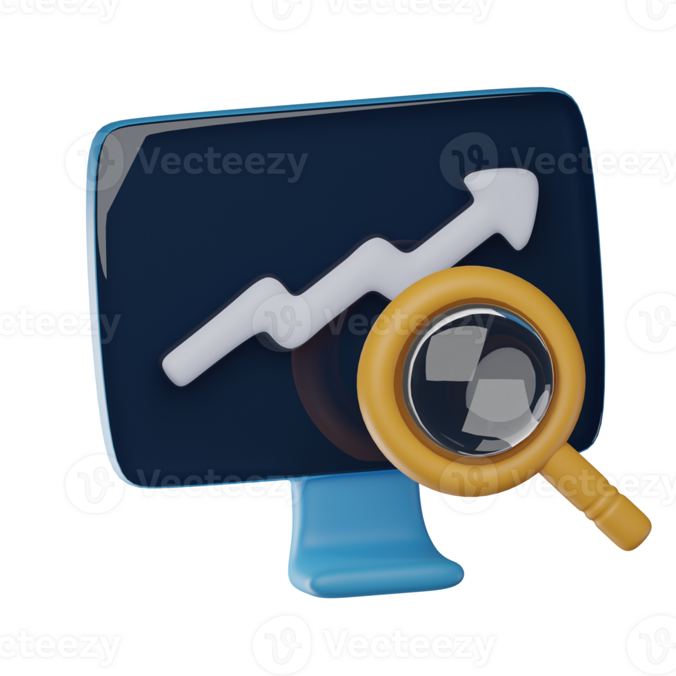 3D Trend Analysis Isolated Icon Illustration png