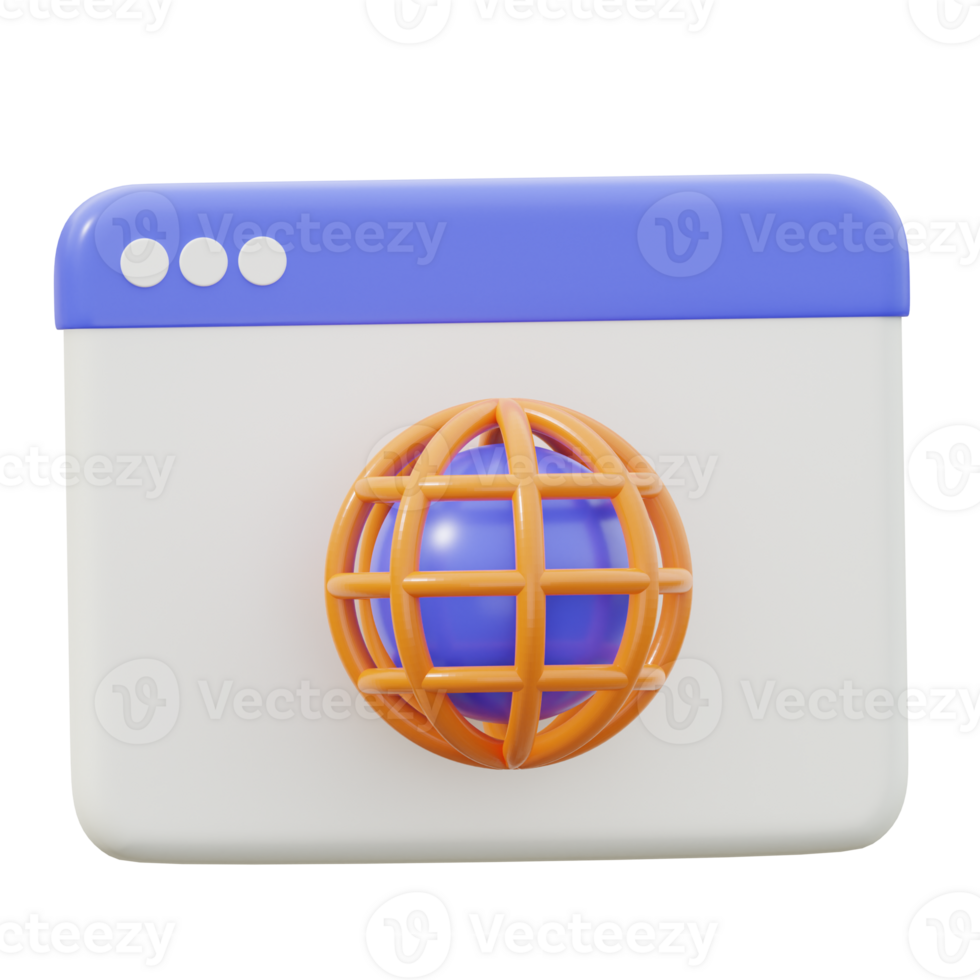 3D Website Isolated Icon Illustration png