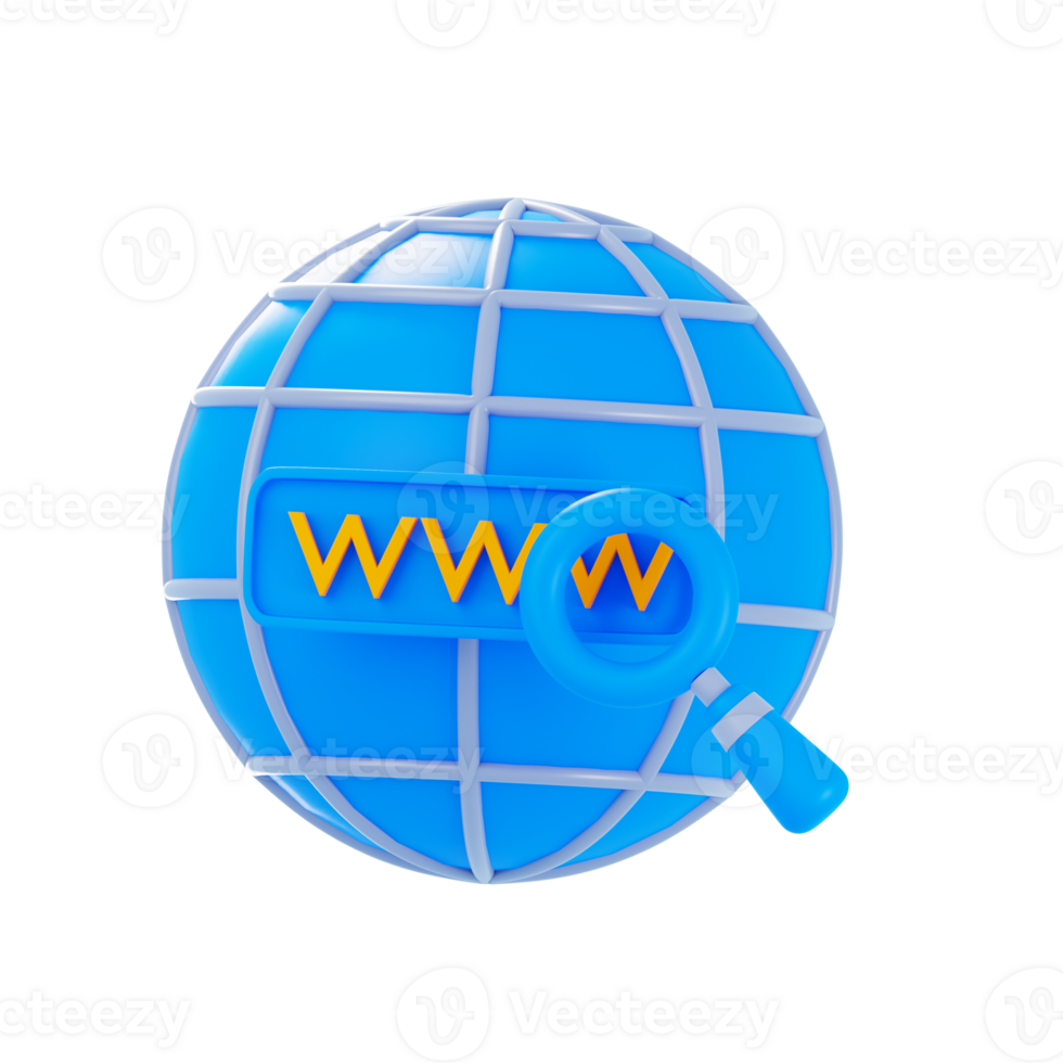 3D WWW Isolated Icon Illustration png