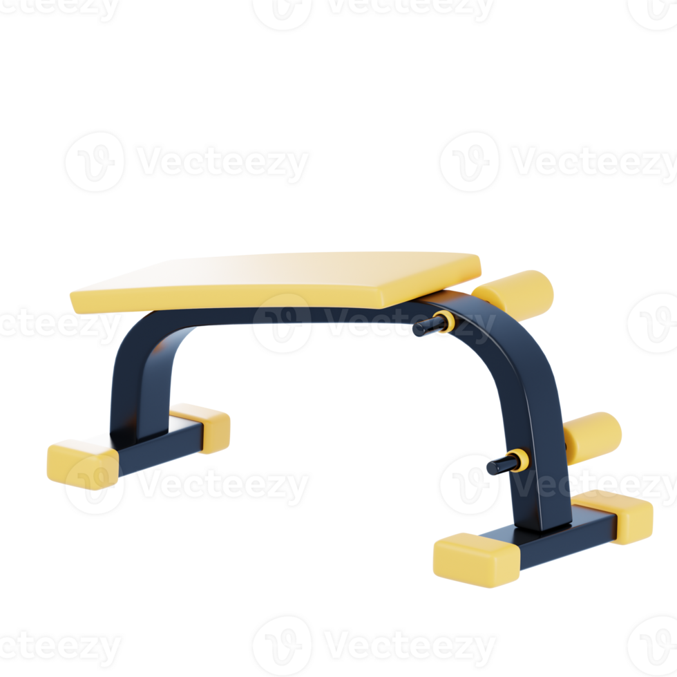 3D Sit Up Bench Isolated Icon Illustration png