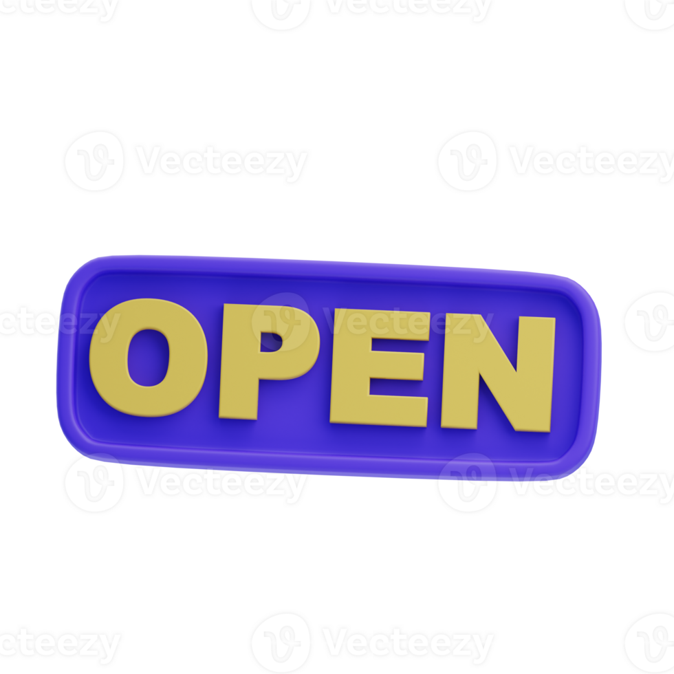 3D Open Sign Isolated Icon Illustration png