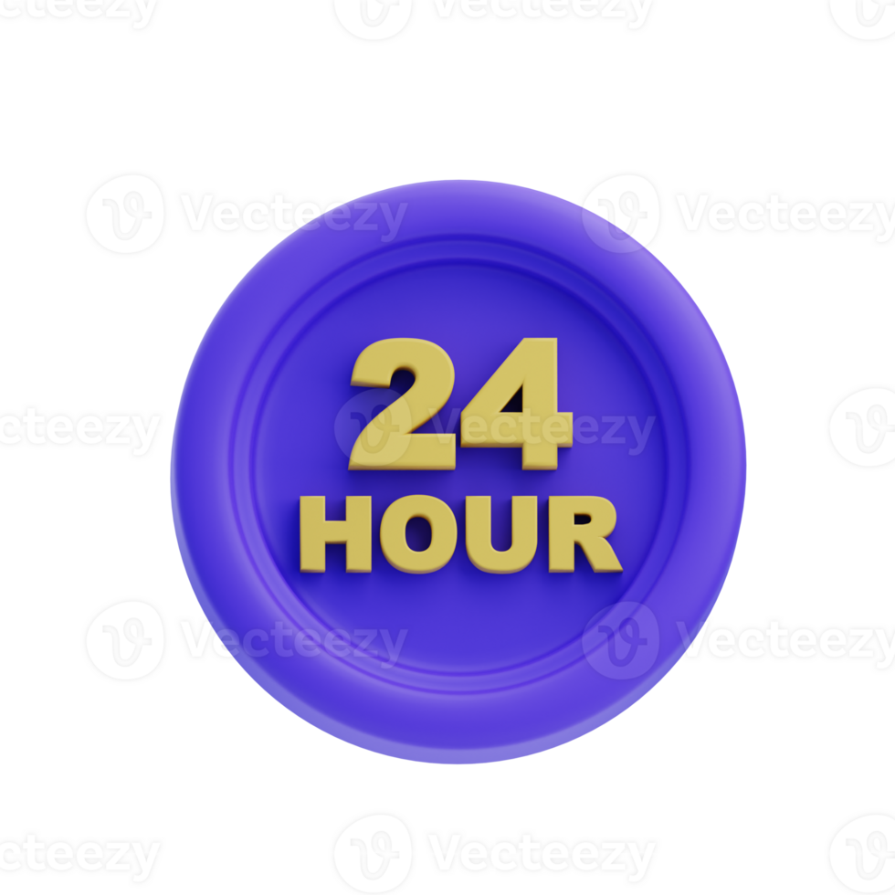 3D 24 Hours Isolated Icon Illustration png
