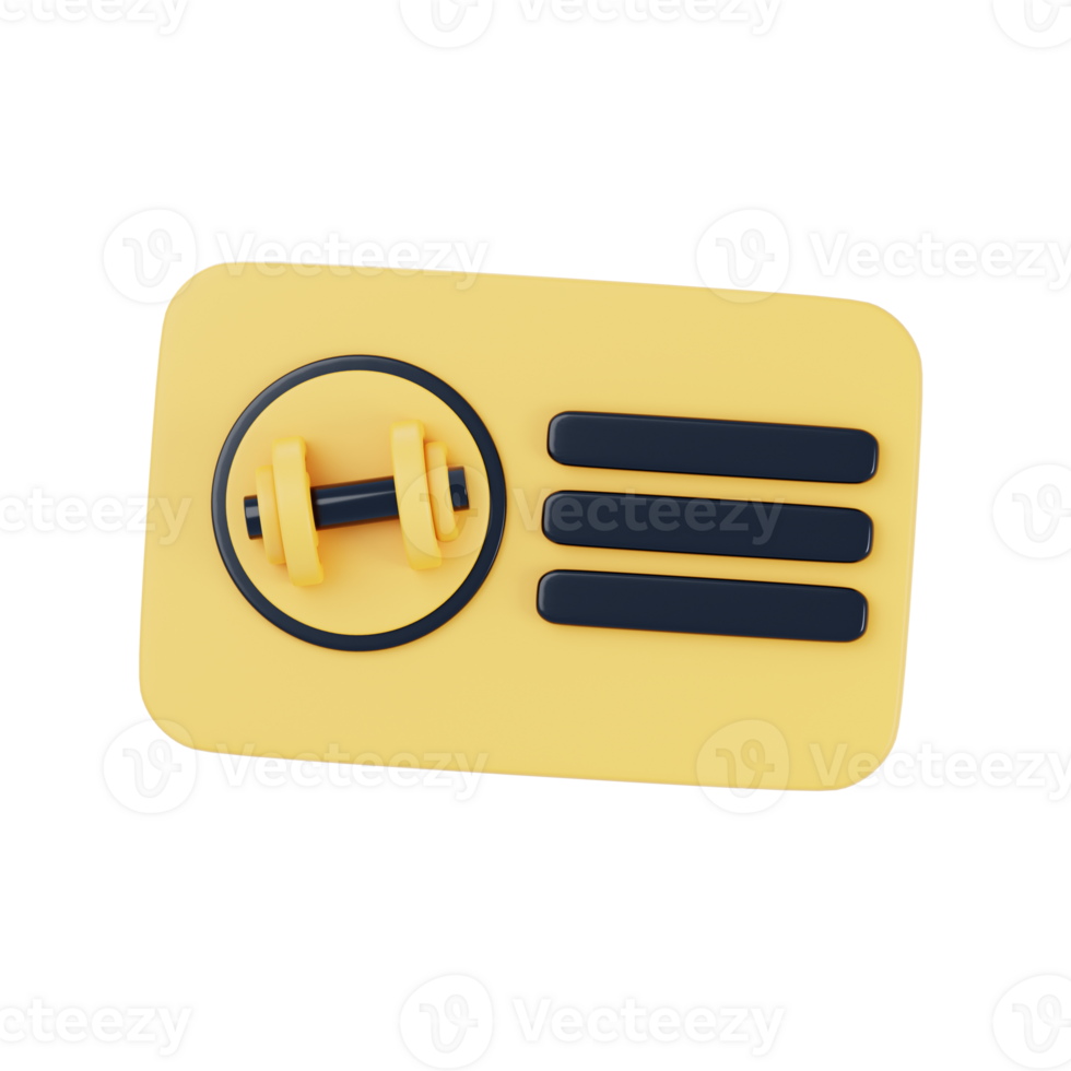 3D Gym Membership Isolated Icon Illustration png