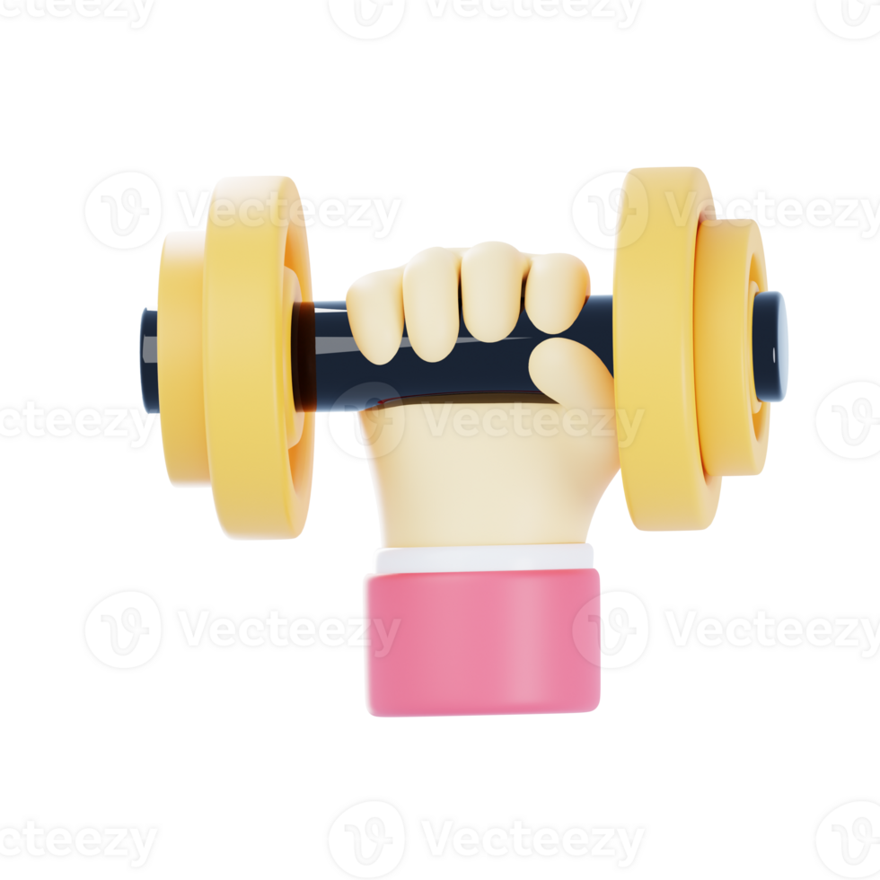 3D Hand Holding Dumbell Isolated Icon Illustration png