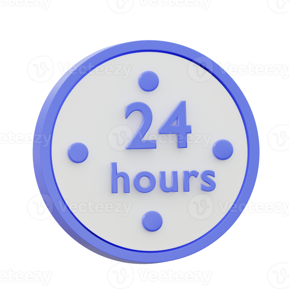 3D 24 Hours Isolated Icon Illustration png