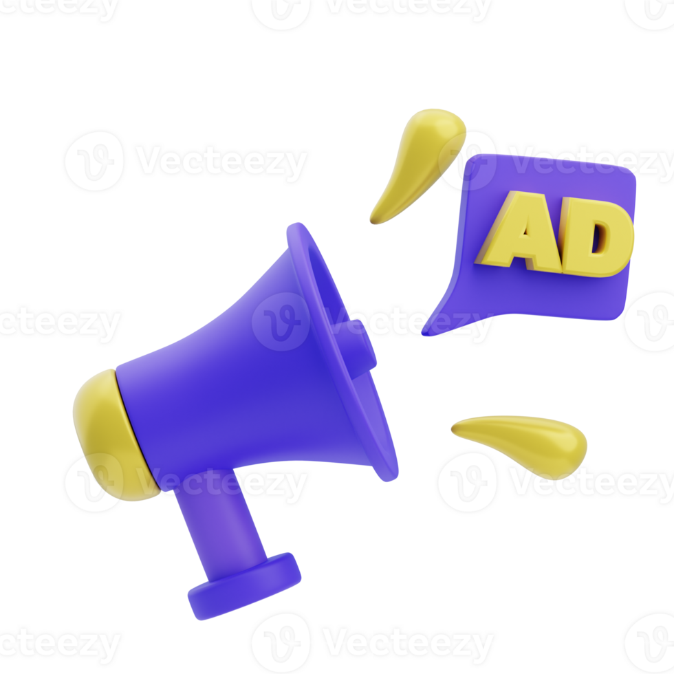 3D Advertisement Isolated Icon Illustration png