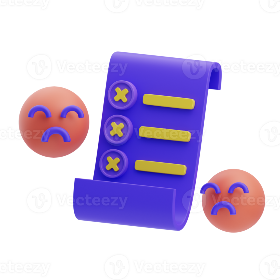 3D Bad Review Isolated Icon Illustration png