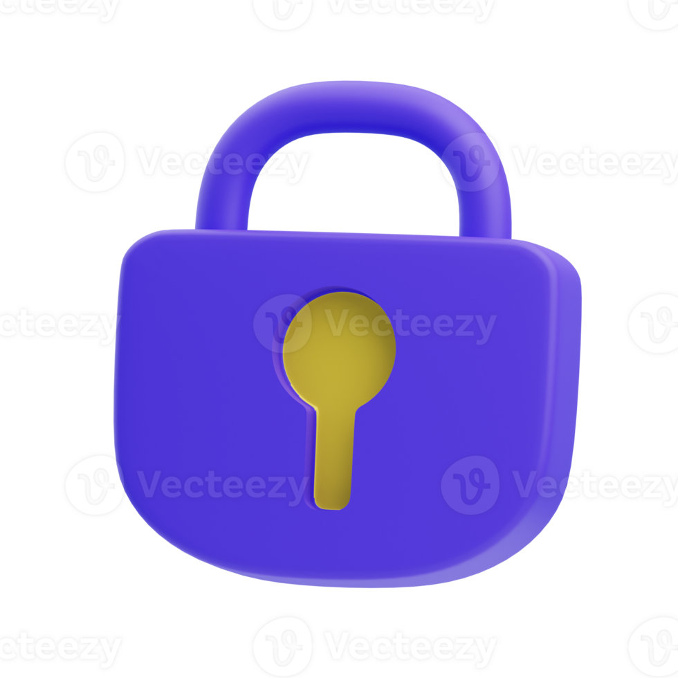 3D Padlock Isolated Icon Illustration png