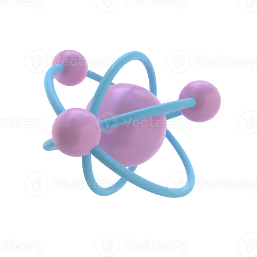 3D Atom Isolated Icon Illustration png