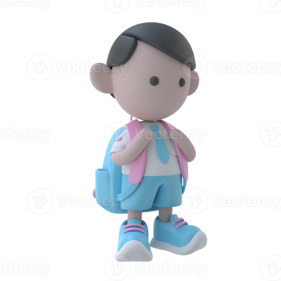 3D Boy Student Isolated Icon Illustration png