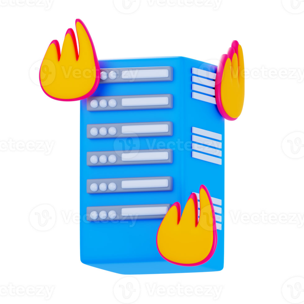 3D Burn Server Isolated Icon Illustration png