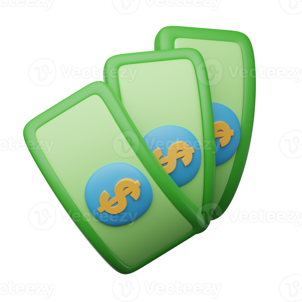 3D Cash Isolated Icon Illustration png