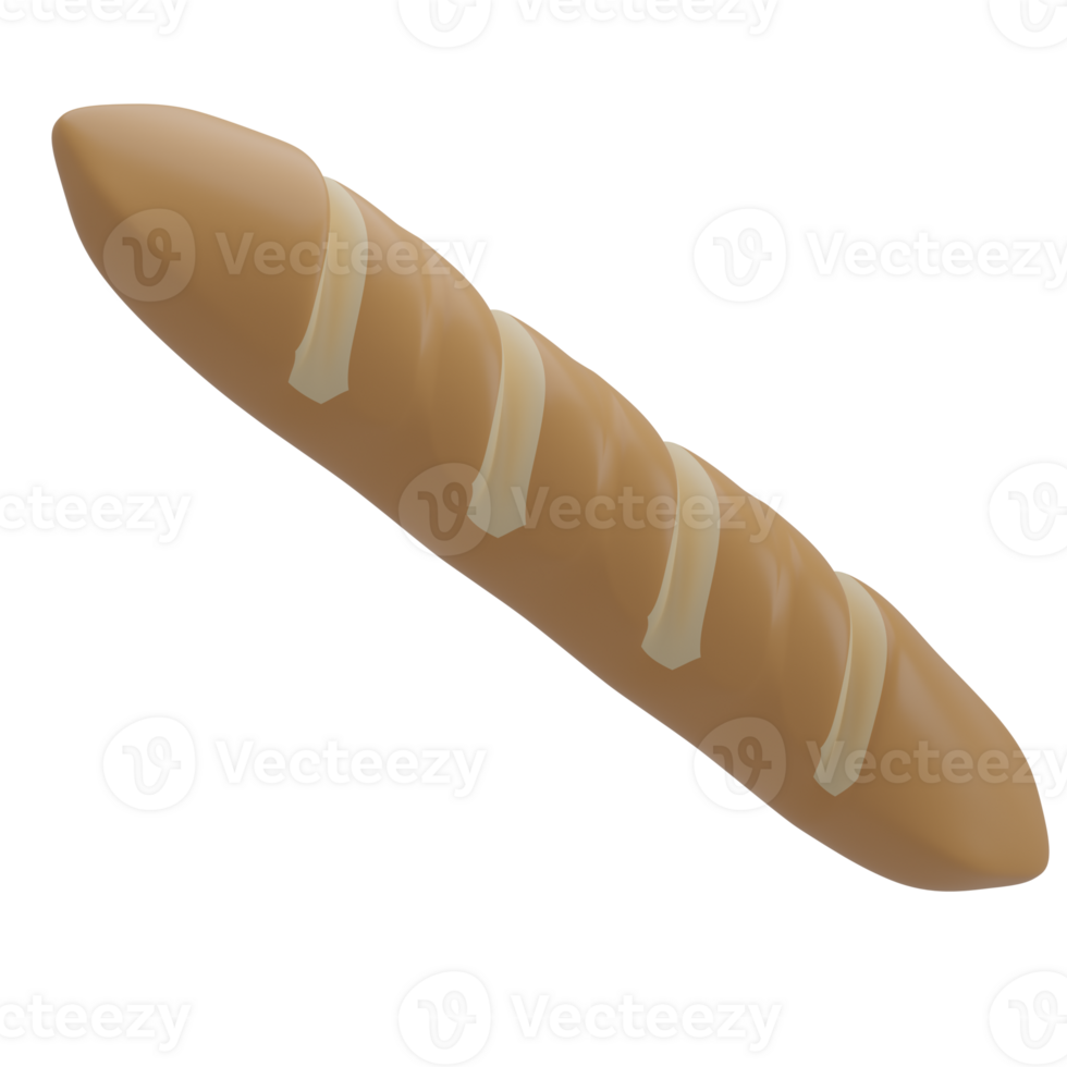 3D Baguette Illustration png