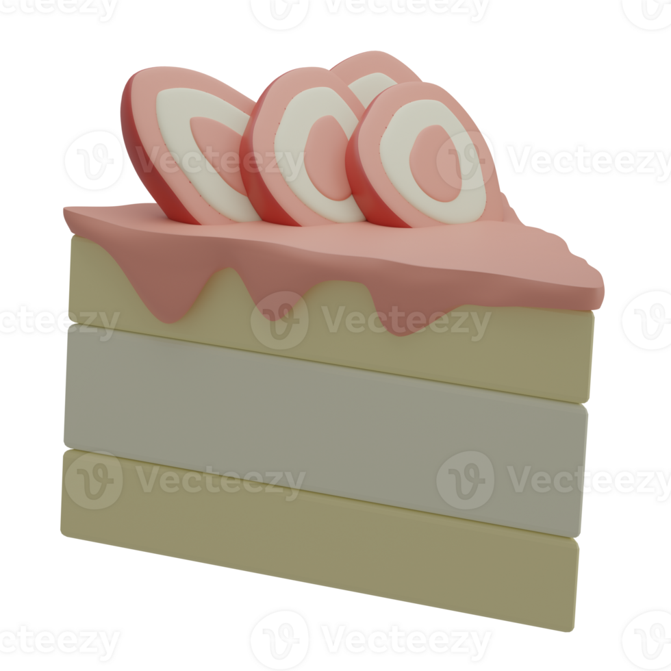 3D Strawberry Cake Illustration png