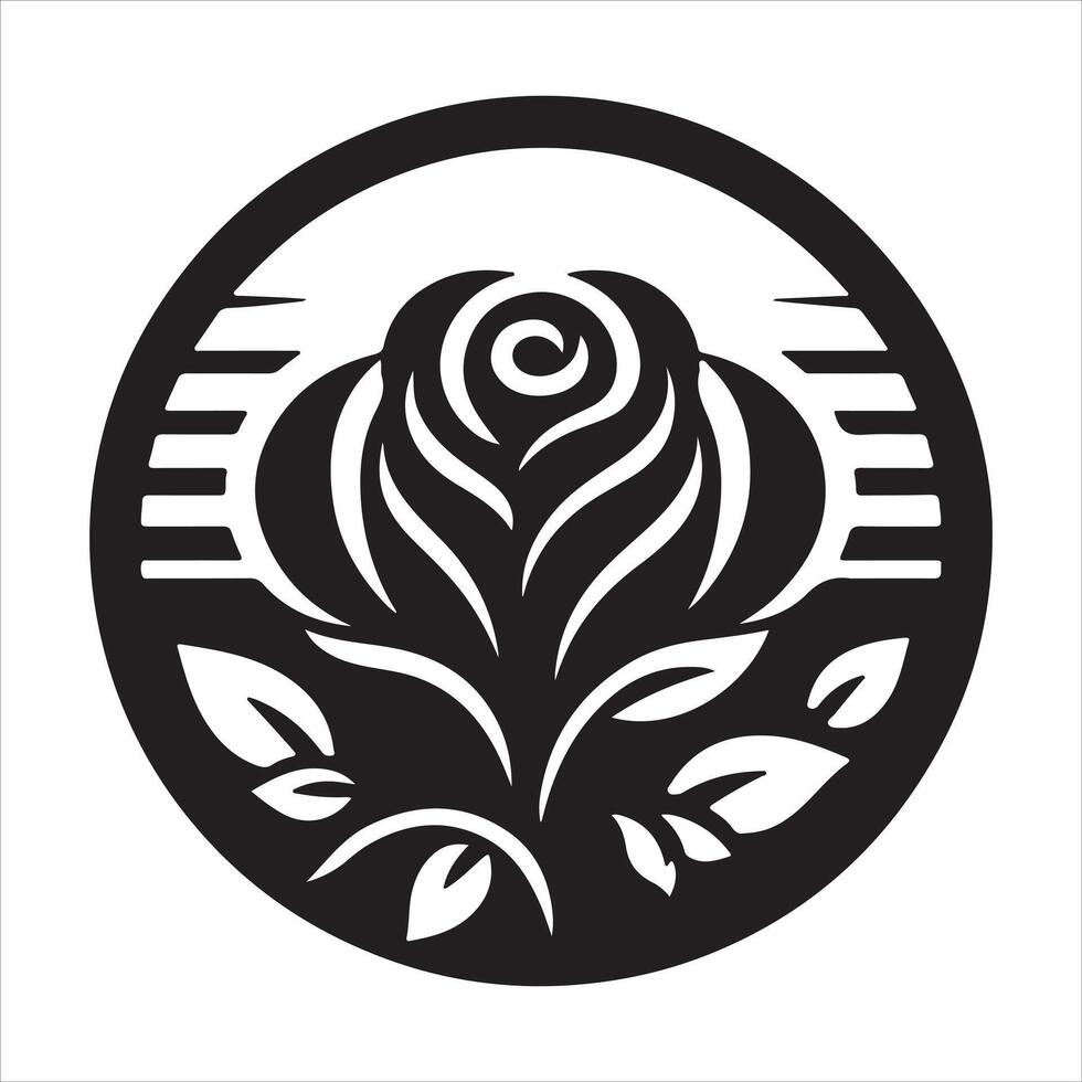 An illustration of a flower in black and white vector