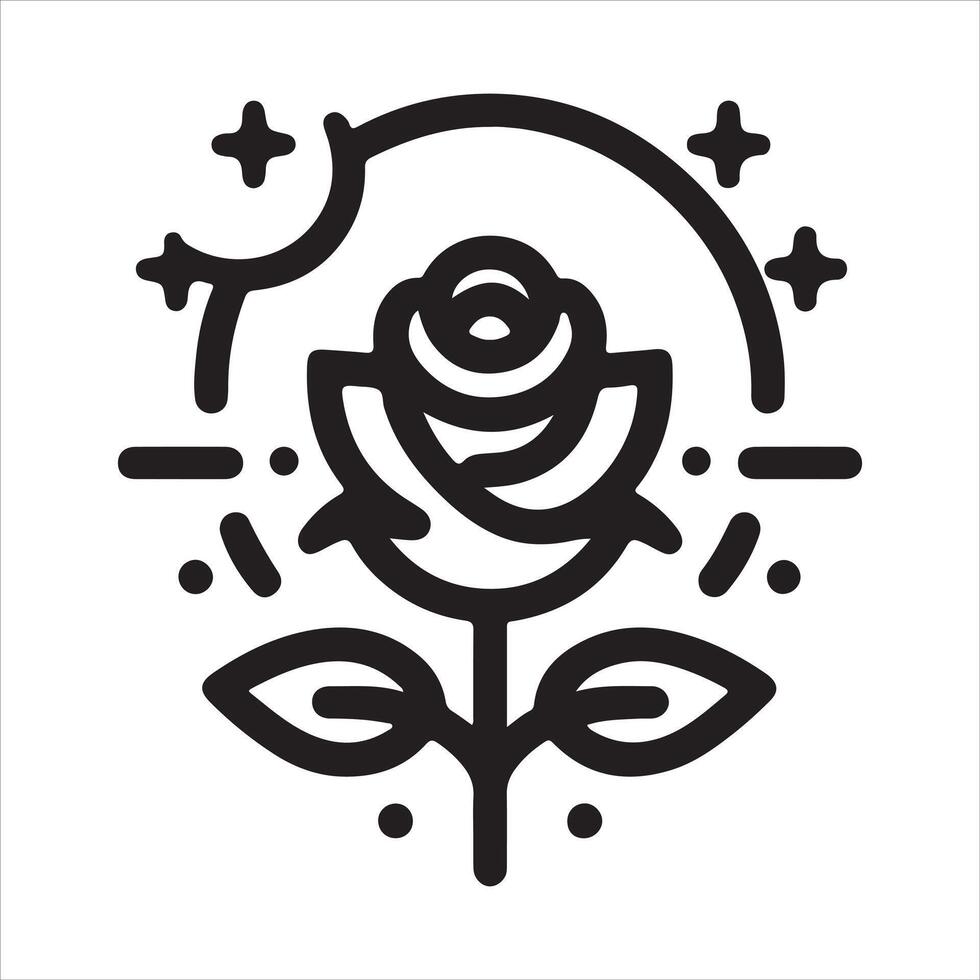 Graphic silhouette of a rose logo icon on a white background vector