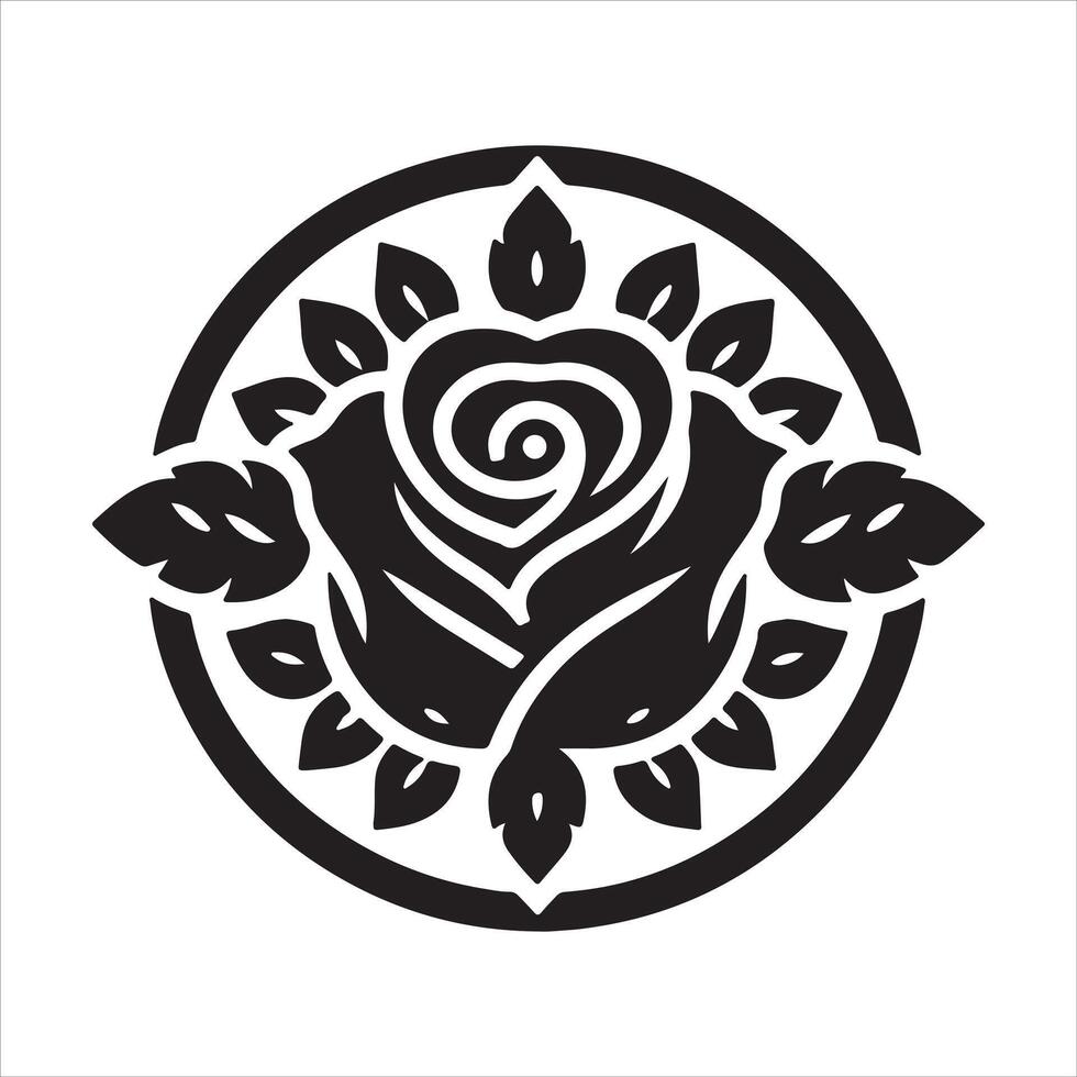 Isolated Black and White Icon of a Flower vector