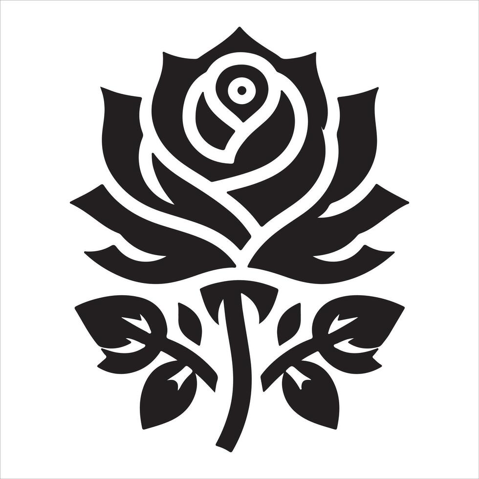 A sketch of a rose in black and white with the words rose written on it vector