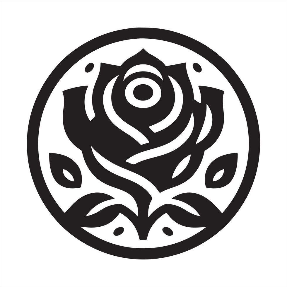 An illustration of a rose in black and white on a white background vector