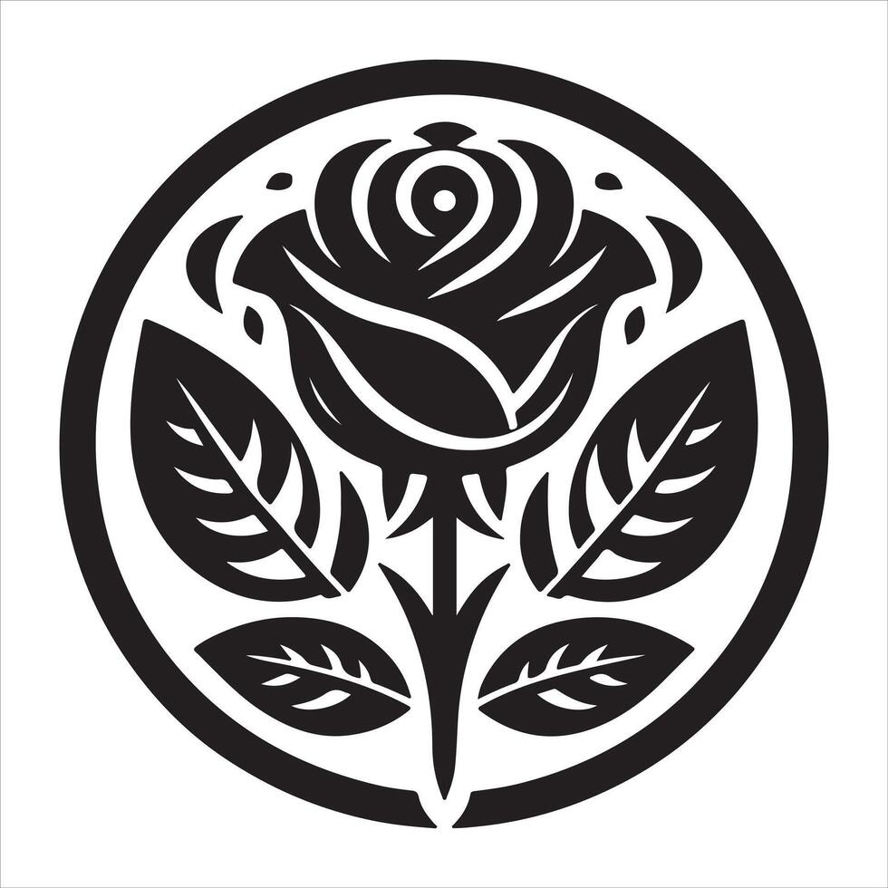 An illustration of a flower in black and white vector