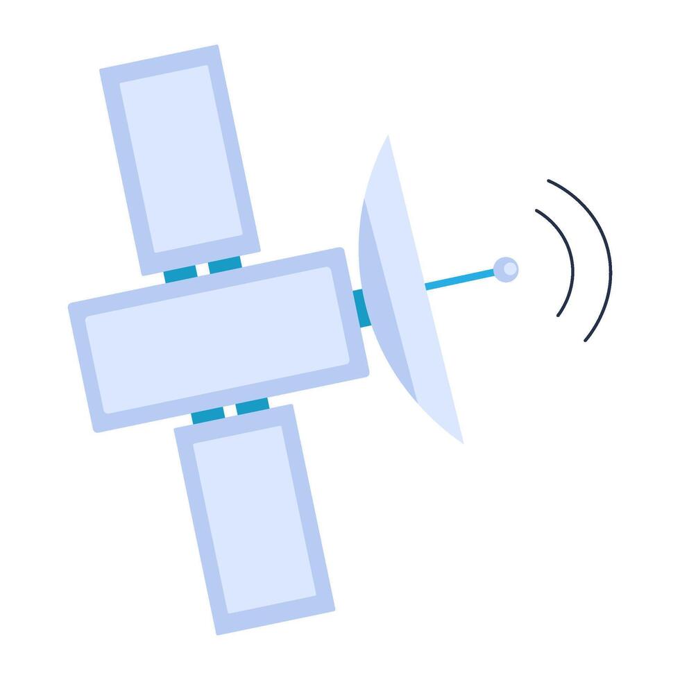 Modern Space Traveler Satellite Transmitting Icon vector