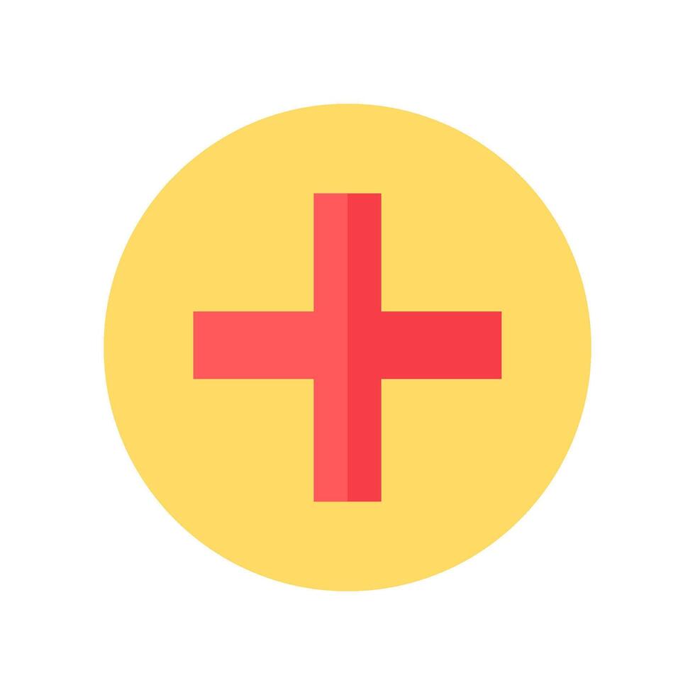Red Plus On Yellow Background Icon vector