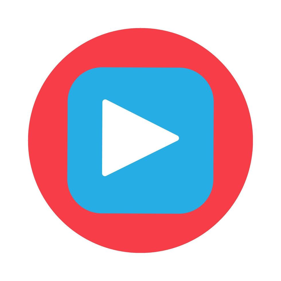 Blue Square Music Player Button On Round Icon vector