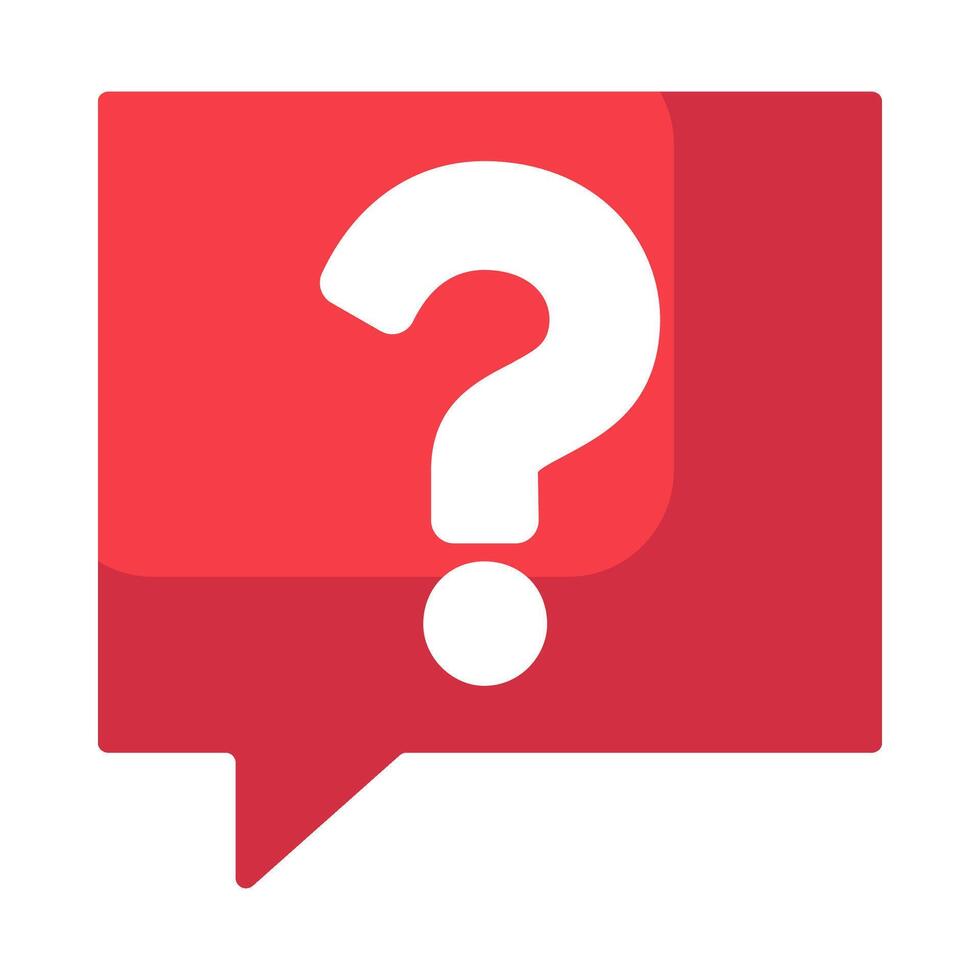 White Question Mark On Red Square Speech Icon vector