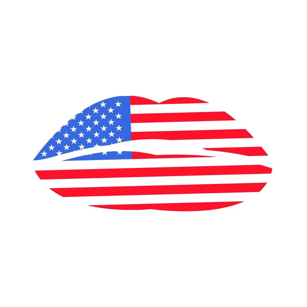 Lips symbol in colors of the USA flag vector