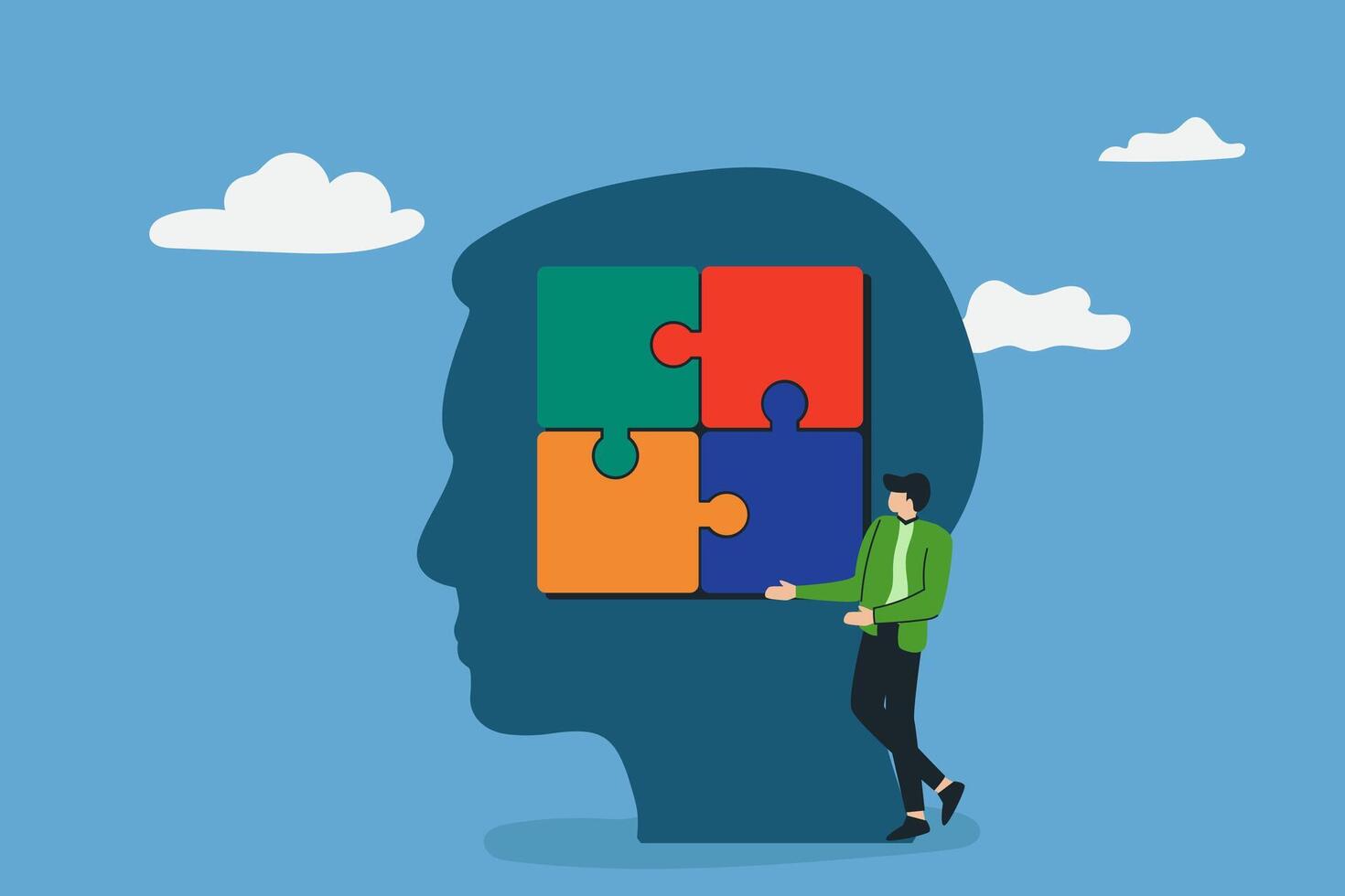 Brain activity concept problem sloving, thingking and imagination vector