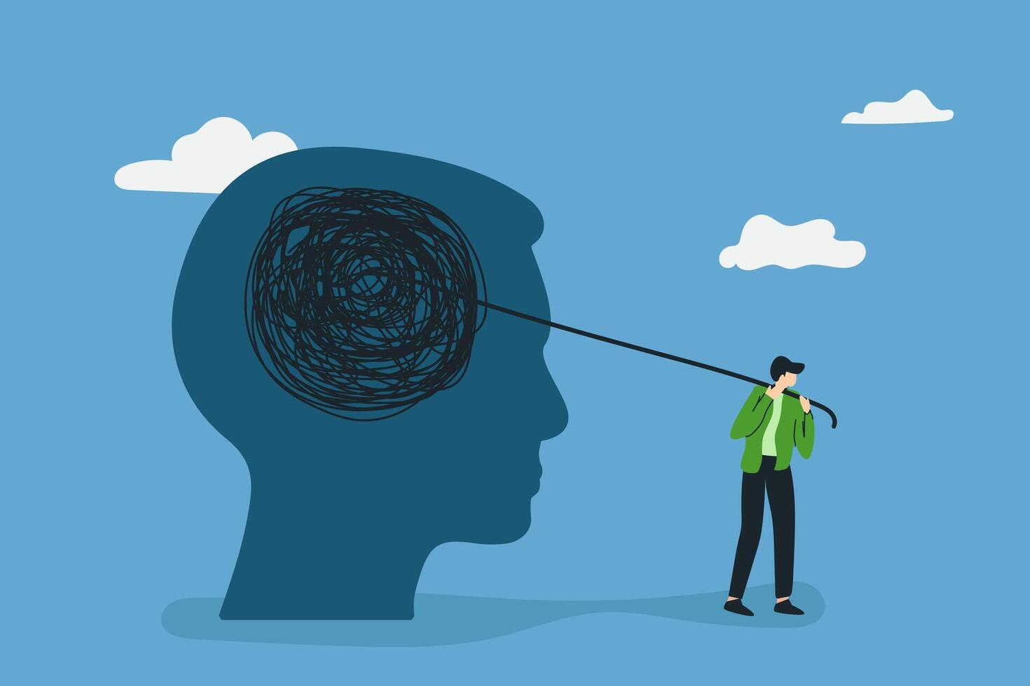 positive thingking concept human brain self care. Wellbeing, acceptance, blooming brain vector
