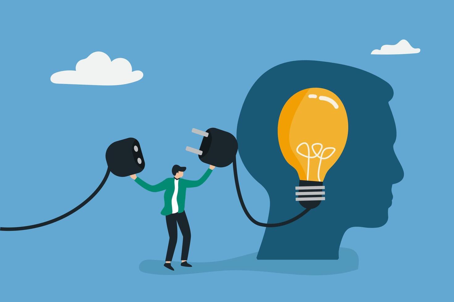 Brain activity concept problem sloving, thingking and imagination vector