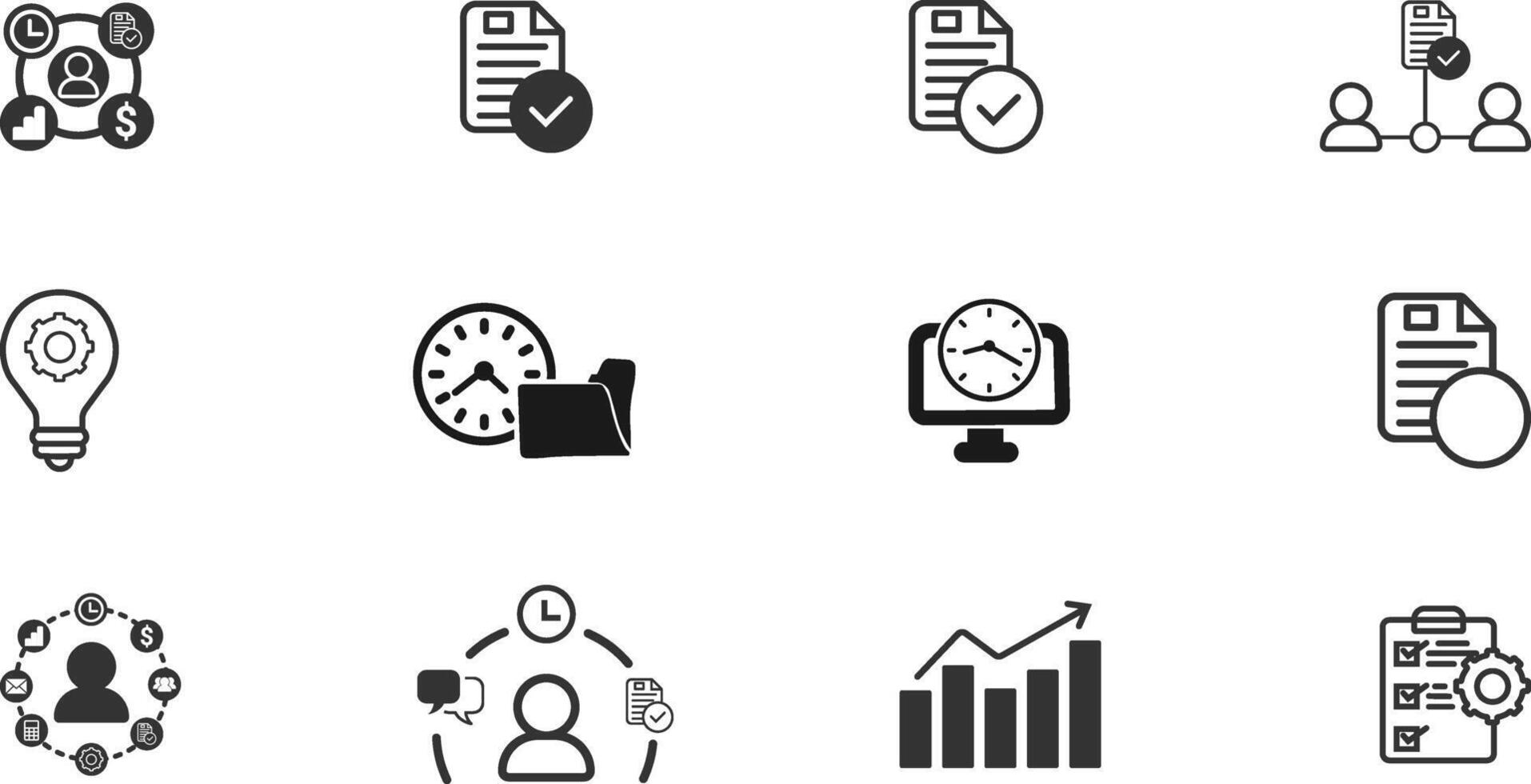 Business and management icons set. Business people, human resources, office management, manager, teamwork, strategy, marketing, business, planning Simple vector
