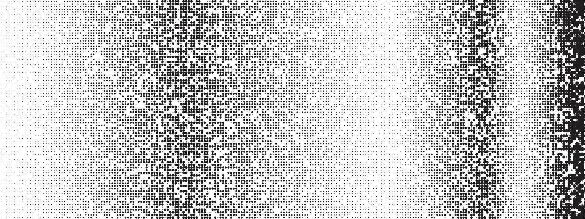 Polka Dot Black Noise Texture On White Background. Dotted Futuristic Backdrop. Halftone Comic Grunge Pattern. Irregular Grain Overlay Bg. vector
