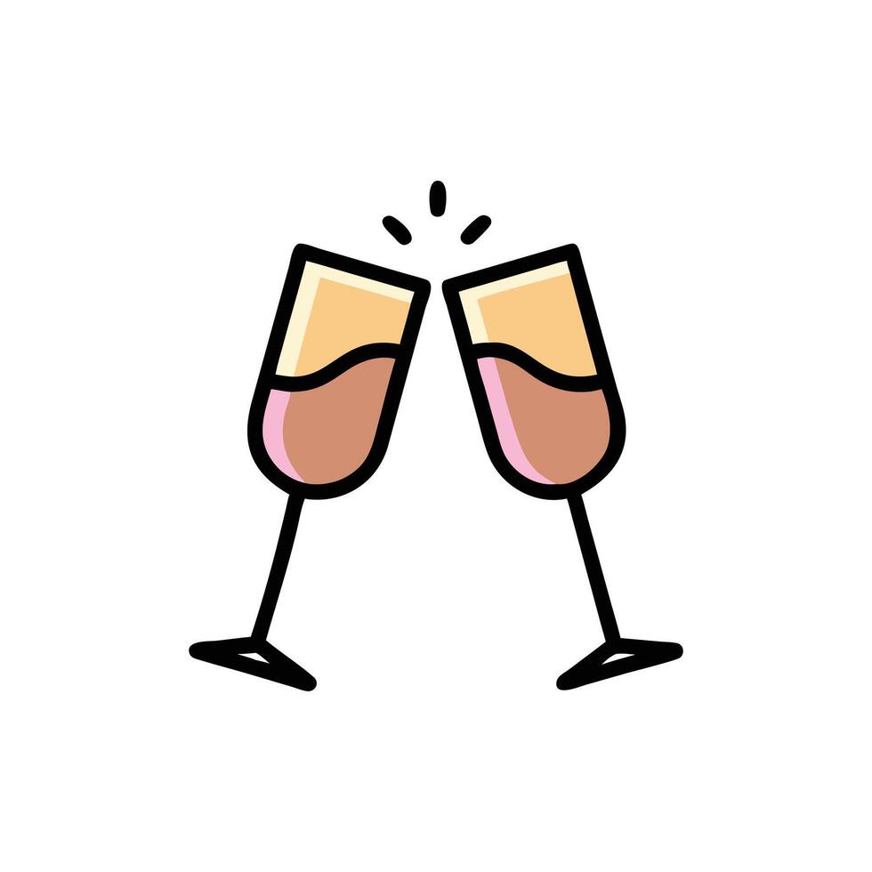 Two glasses of wine are toasting each other vector