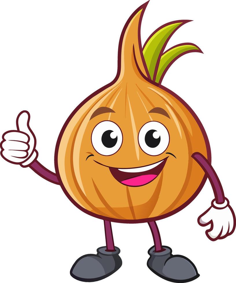 Cartoon onion character giving thumbs up vector