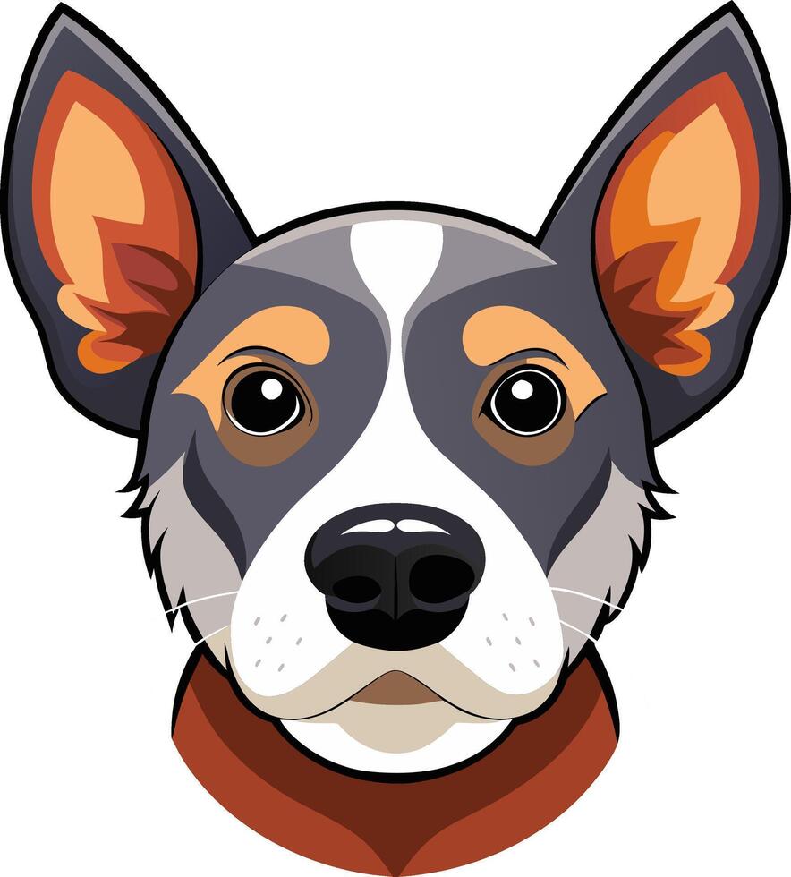 A cartoon dog with big ears and a collar vector