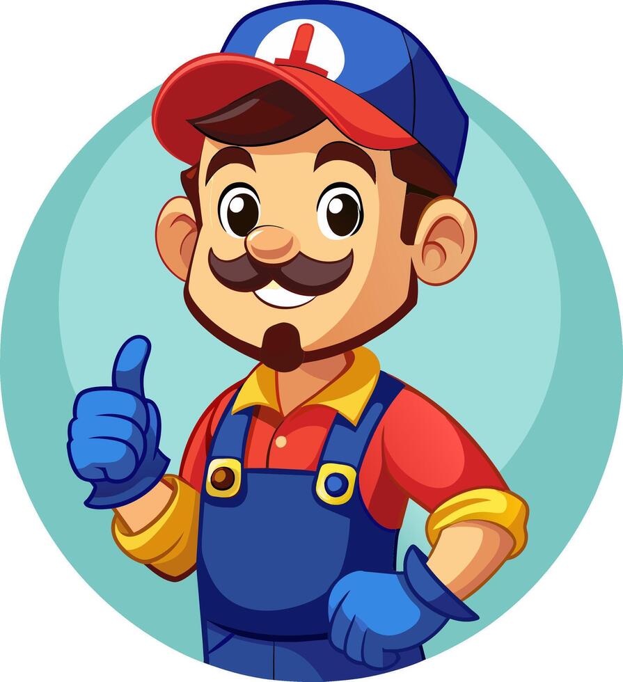 Super mario bros character with thumbs up vector