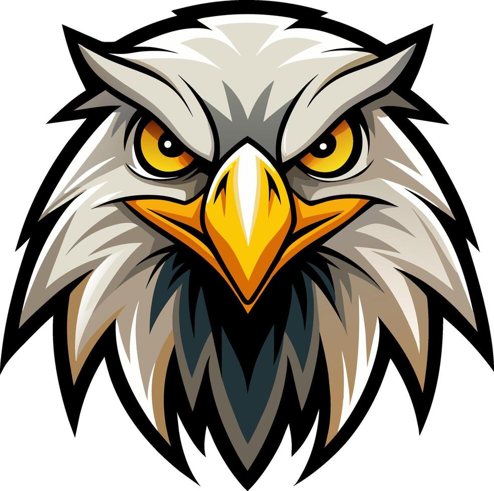 An eagle head with yellow eyes on a white background vector