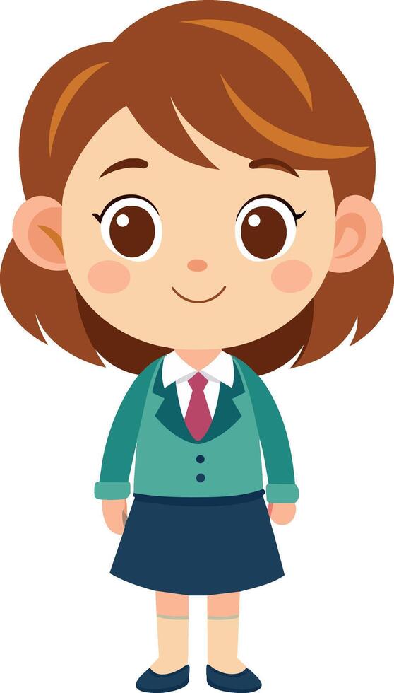 A cartoon girl in a school uniform vector